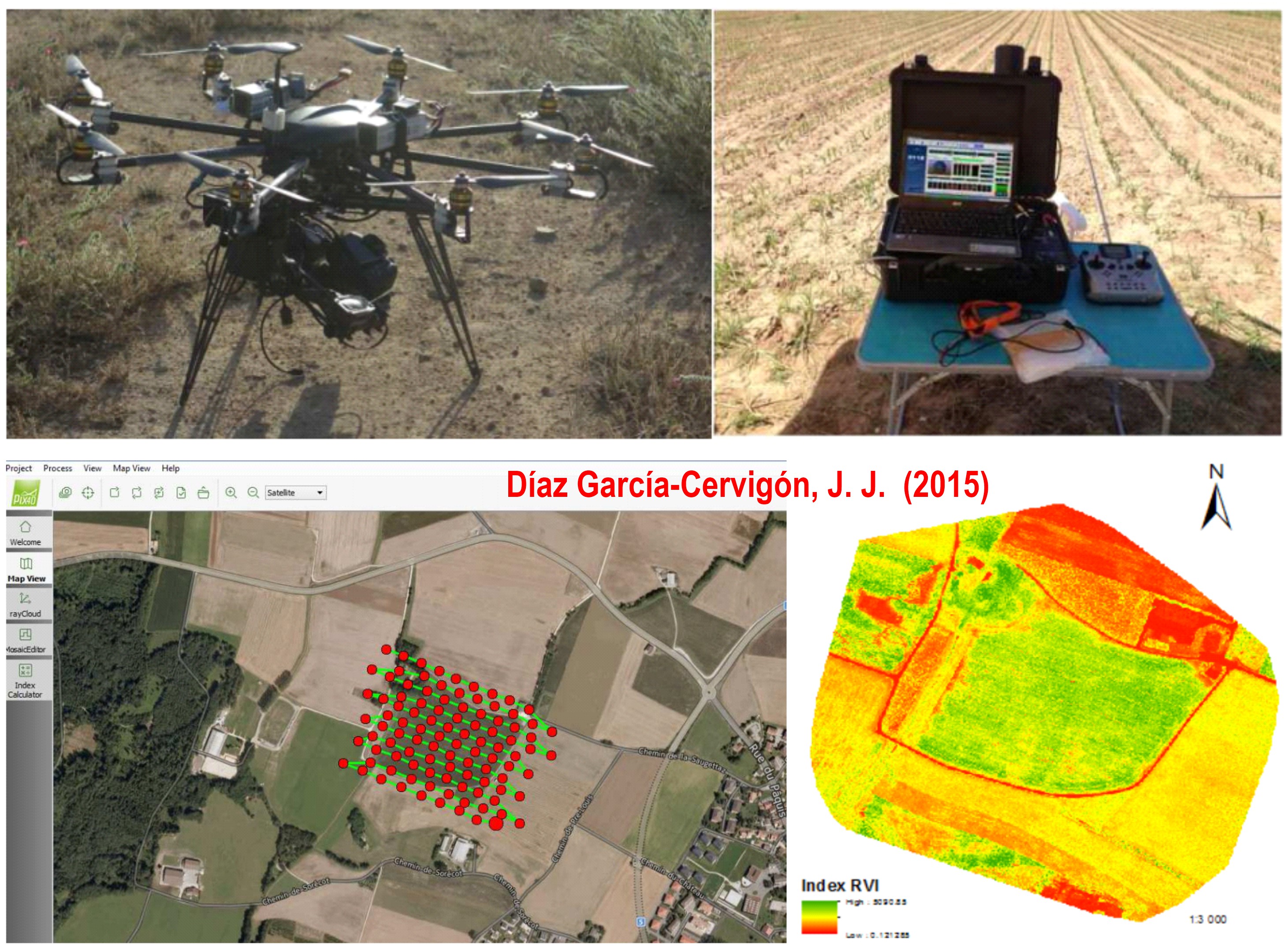Estudio de índices de vegetación a partir de imágenes aéreas tomadas desde UAS/RPAS y aplicaciones de éstos a la agricultura de precisión. Fuente: Díaz García-Cervigón, J. J. (2015). Trabajo Fin de Máster. https://eprints.ucm.es/31423/